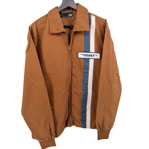 LOST Mens Brown Zip Up Jacket Long Sleeve Collared Size L